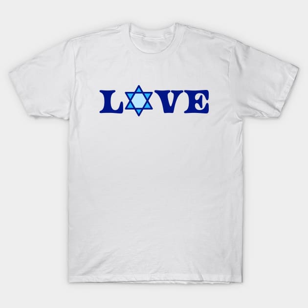 Blue Love Design Written With a Jewish Star of David, made by EndlessEmporium T-Shirt by EndlessEmporium